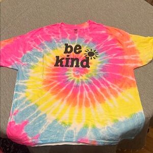 Hanes Pink and Yellow Short Sleeve Tee Vibrant Tie-Dye